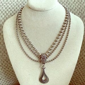 Silpada Three strand oxidized bead ball necklace